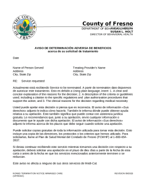Noabd termination notice managed care (spanish)