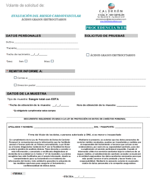 Volante de solicitud de: