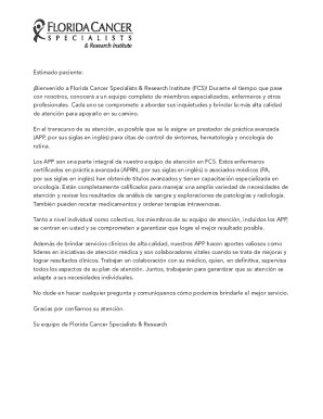 Estimado paciente: Bienvenido a Florida Cancer Specialists ...