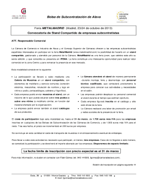 Convocatoria de Stand Compartido de empresas subcontratistas