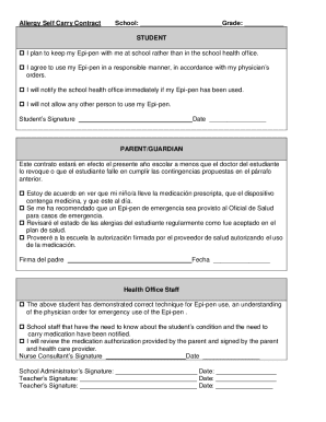 Allergy Self Carry Contract