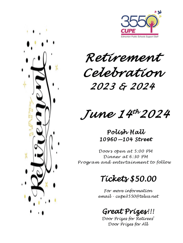Fillable Online Retirement Celebration Ticket Order Form 2024 Fax Email ...