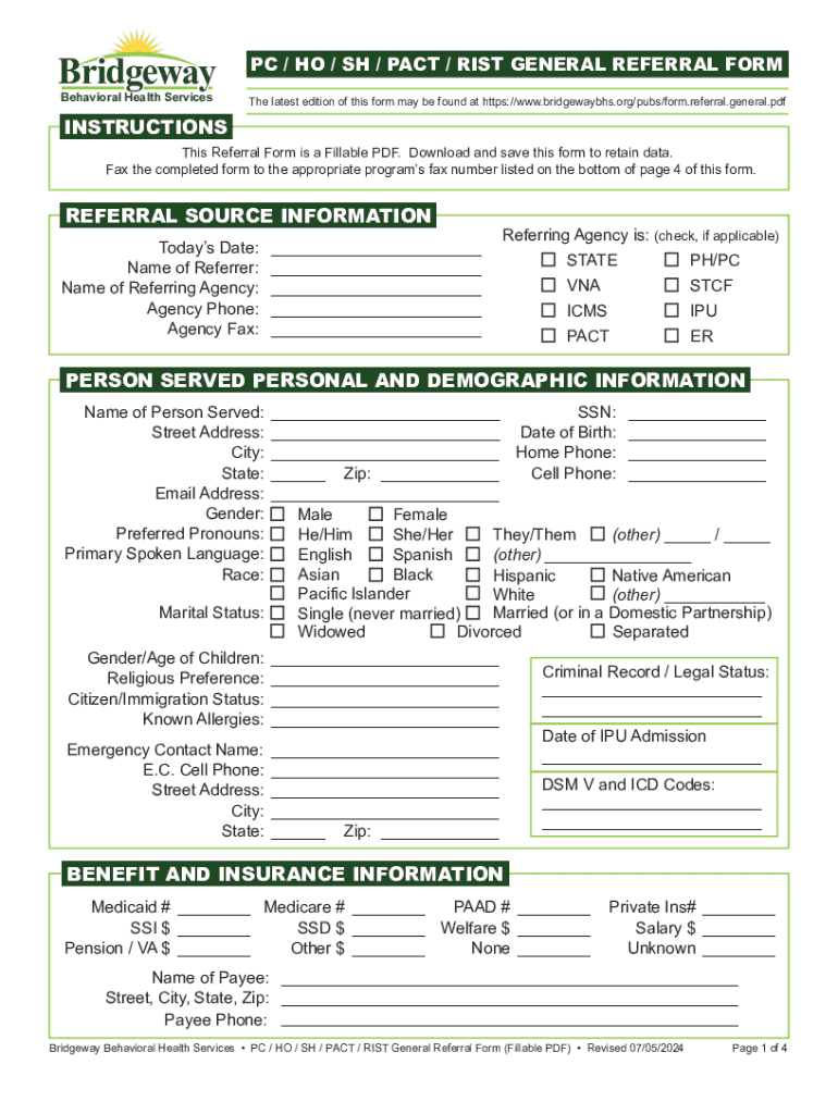 rist general referral form Preview on Page 1