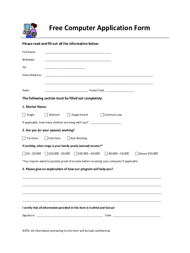 Fillable Online Free Computer Application Form Fax Email Print - pdfFiller