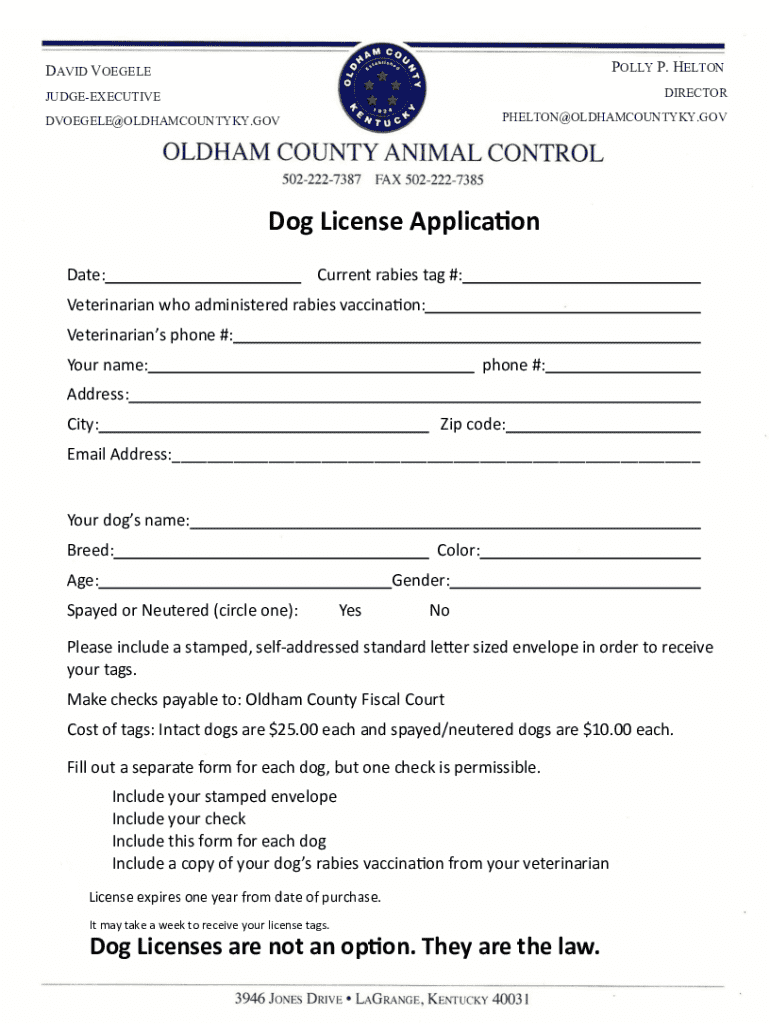 ky dog license Preview on Page 1