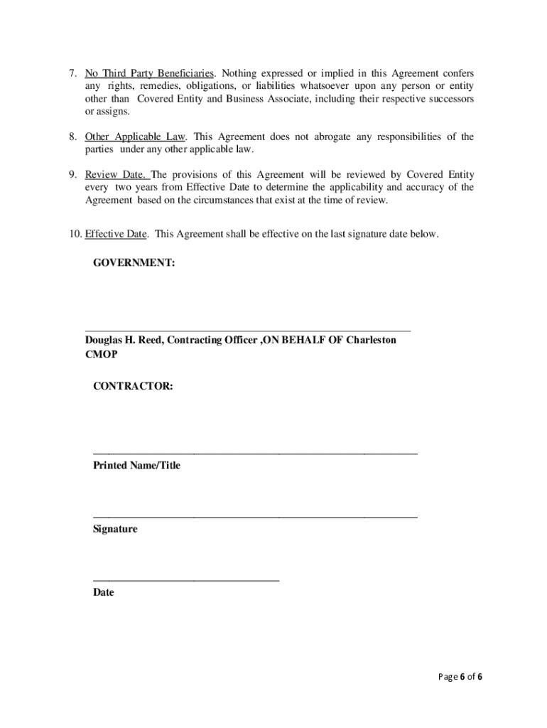 Solicitation Attachment 2 - Business Associate Agreement Template Preview on Page 1