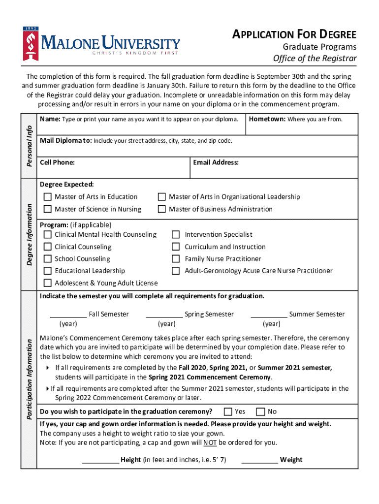 Fillable Online and summer graduation form deadline is January 30th Fax ...