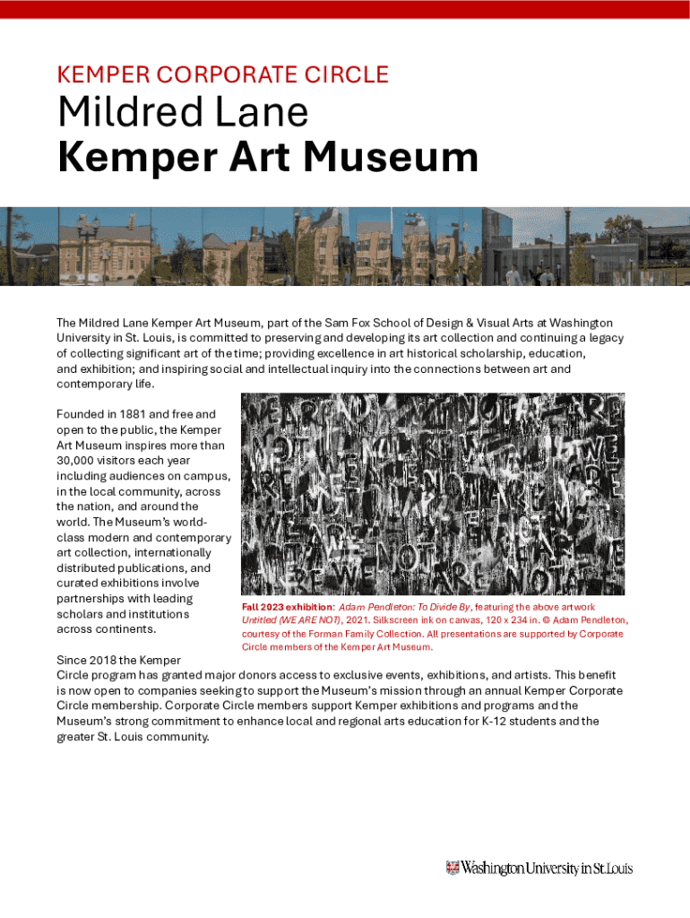 Fillable Online The MuseumAboutMildred Lane Kemper Art Museum Fax Email ...