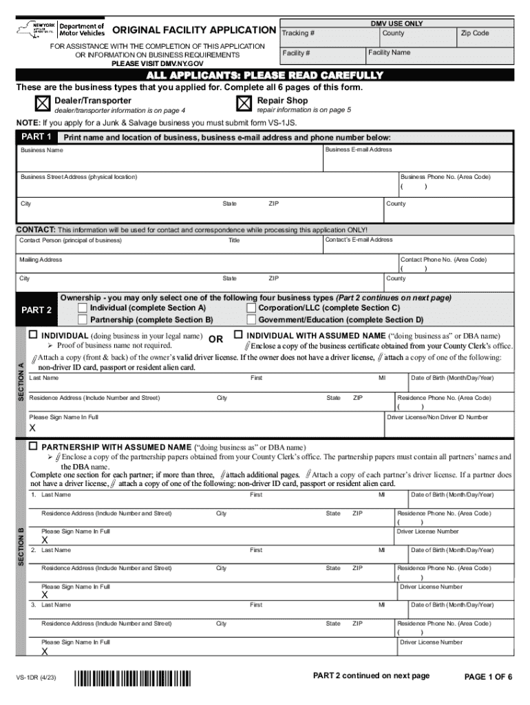 ORIGINAL FACILITY APPLICATION Vehicle Safety Original Facility Application Preview on Page 1