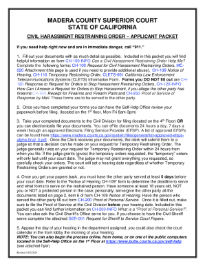 CIVIL HARASSMENT RESTRAINING ORDER APPLICANT PACKET
