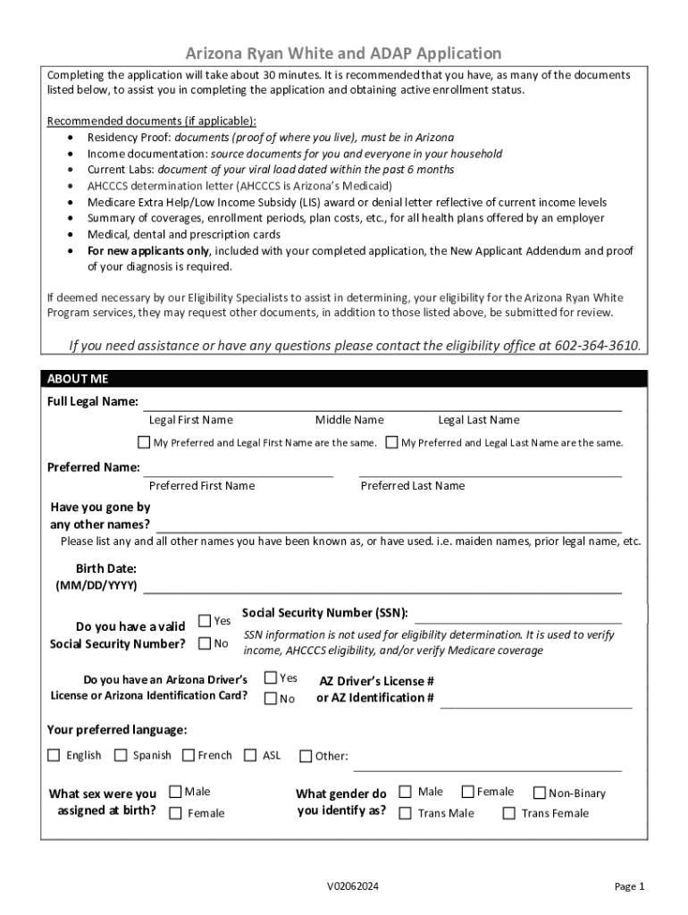 2017 arizona white adap application fill Preview on Page 1