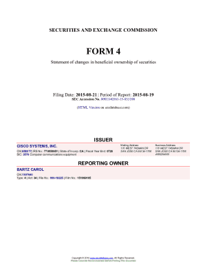 CISCO SYSTEMS, INC. Form 4 Filed 2015-08-21. Accession Number