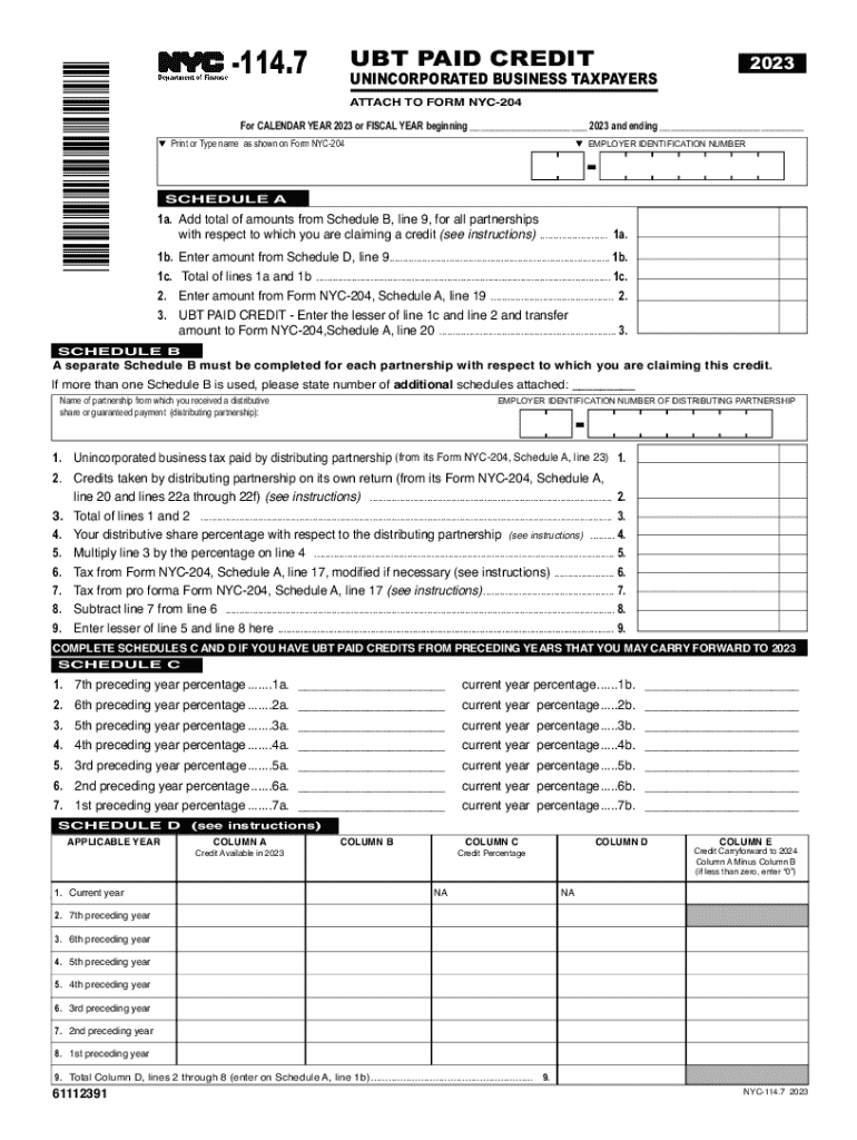 -114 7 UBT PAID CREDIT *61112391* Preview on Page 1