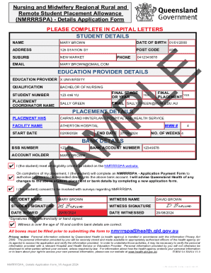 Nursing and Midwifery Rural Placement Allowance Application