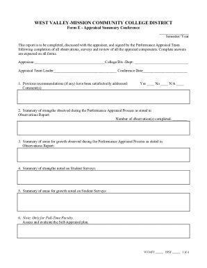Form E Appraisal Summary Conference