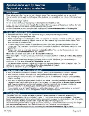 Application to Vote by Proxy in England