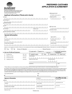 Preferred Customer Application & Agreement