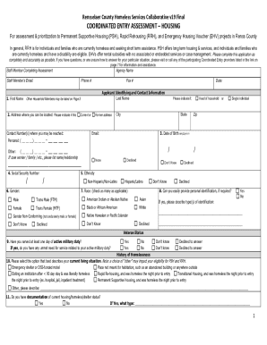 Fillable Online Rensselaer County Coordinated Entry Assessment for ...