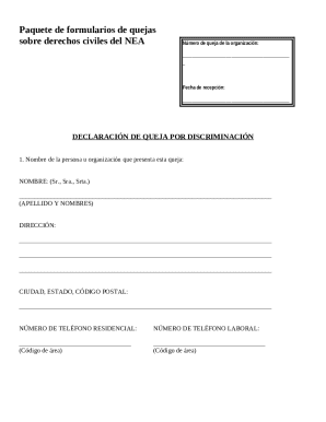 Civil rights complaint, spanish