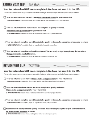 Return visit slip