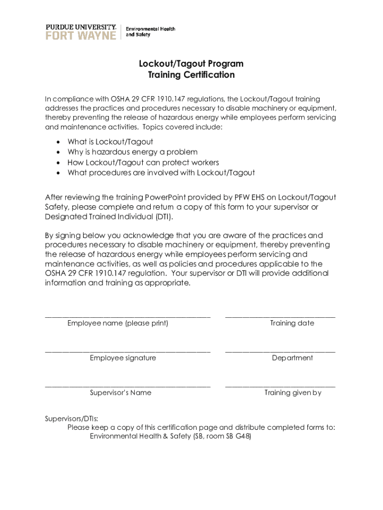 Fillable Online Lockout Tagout: Everything You Need To Know to Stay In ...