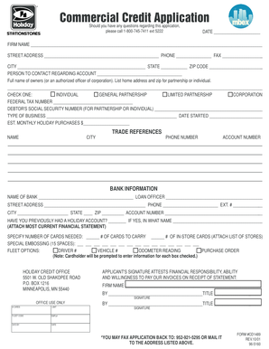 Commercial Credit Application and Agreement
