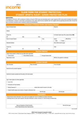 Student Sports Injury Claim Form