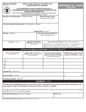 Puerto Rico Special Tax Prepayment Election Form