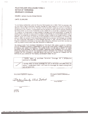 Terrorism Insurance Coverage Disclosure Form