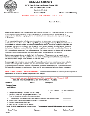 DeKalb County Business and Occupational Tax Renewal Request