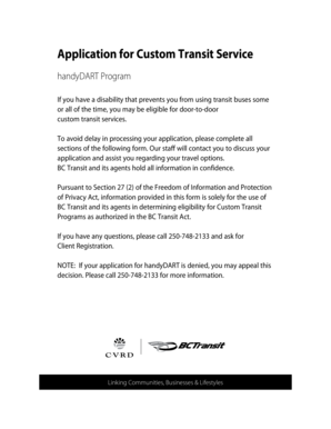 Application for Custom Transit Service