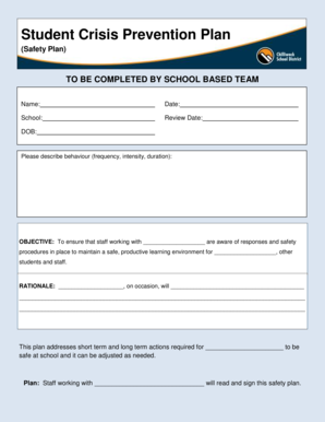 Student Crisis Prevention Plan