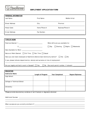 Employment Application Form