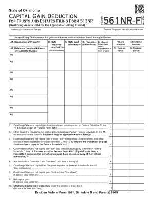 Oklahoma Capital Gain Deduction Form 561NR-F
