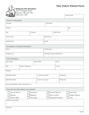 New Client Patient Form