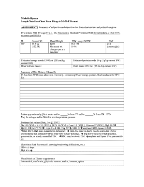 Glucose conversion chart - Michelle Hyman Sample Nutrition Chart Form Using...