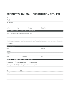 Product Submittal/Substitution Request Form