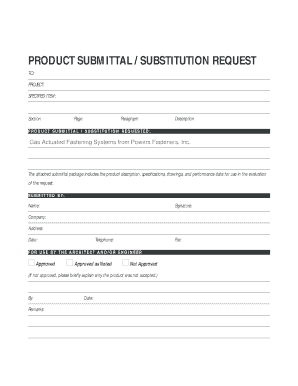 Product Submittal Substitution Request Form