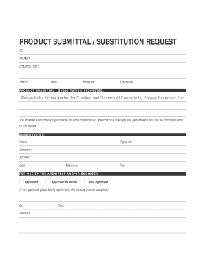 Product Submittal Substitution Request Form