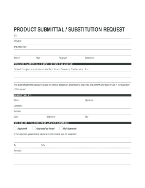 Product Submittal Substitution Request Form