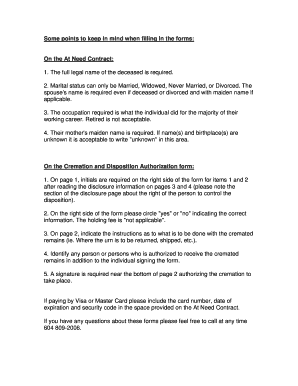 Cremation and Disposition Authorization Form