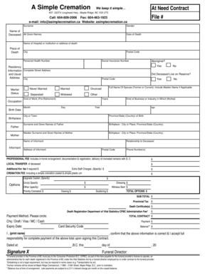 Contract example - At Need Contract File # - A Simple Cremation - asimplecremation