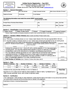 Idaho Unified Carrier Registration Form 2015