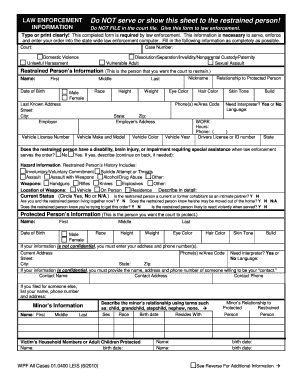 Domestic Violence Restraining Order Form