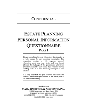Estate Planning Personal Information Questionnaire