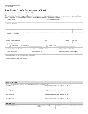 Michigan Real Estate Transfer Tax Valuation Affidavit