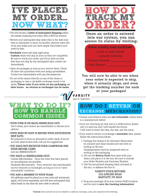 Varsity Uniform Order Tracking and Return Instructions