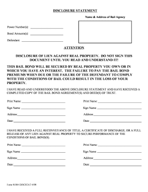 Bail Bond Disclosure Statement