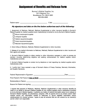 Assignment of Benefits and Release Form