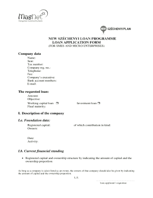 New SZÉCHENYI Loan Application Form